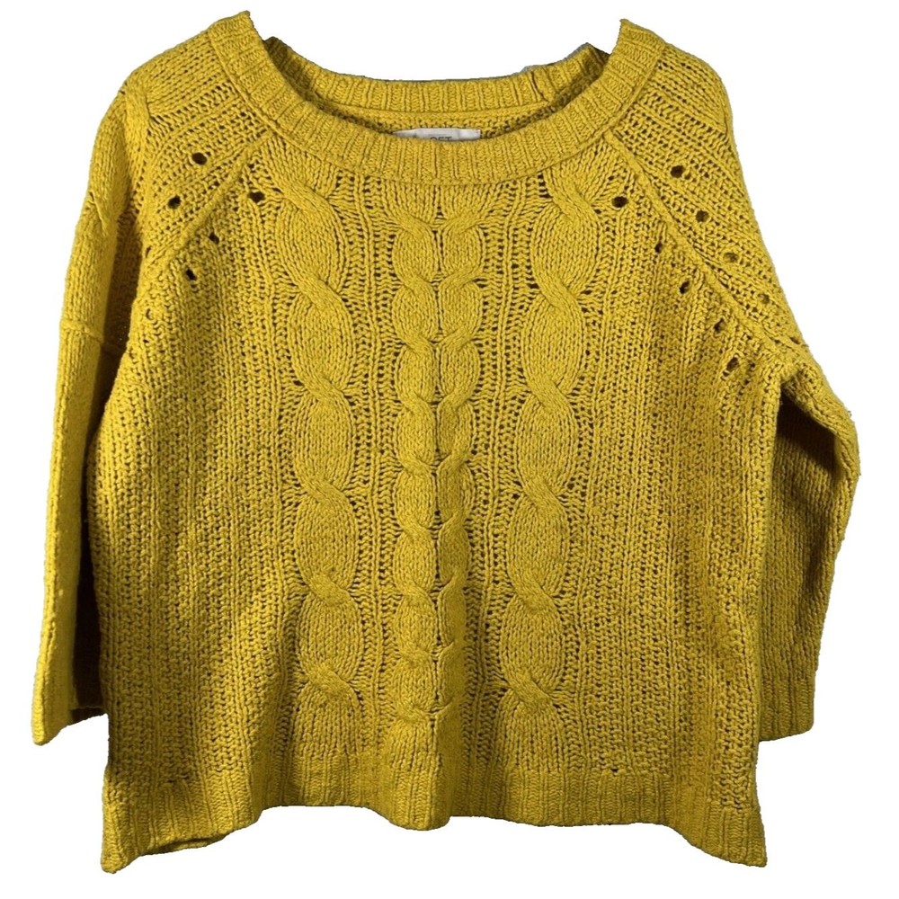 LOFT Knit Sweaters Mustard Yellow Women's Wool Blend Size XL